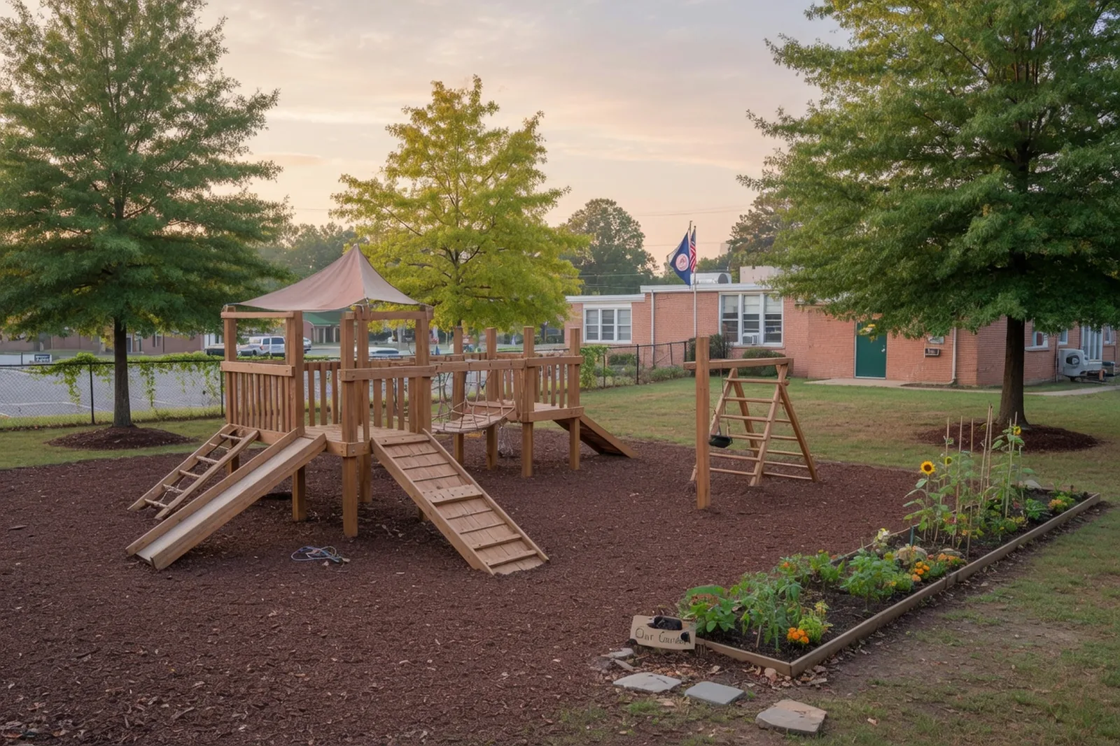 Outdoor play and garden environment for summer