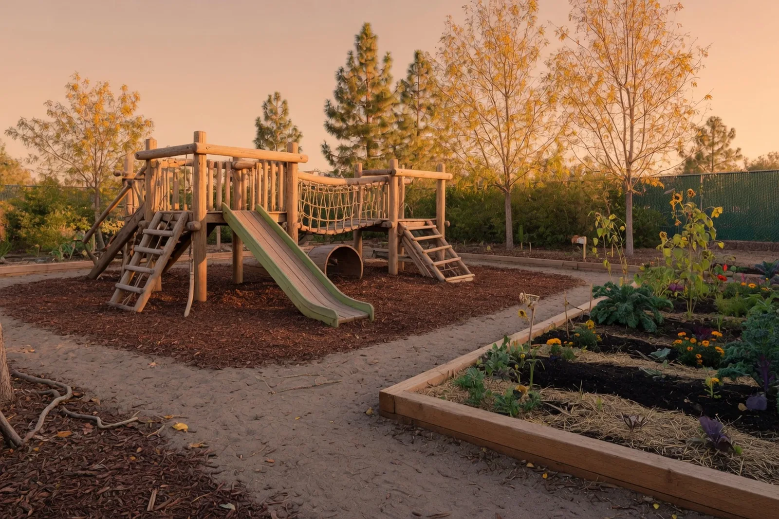 Outdoor Montessori environment and garden space